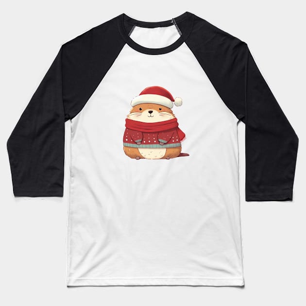 Cute Christmas Marmot Baseball T-Shirt by Takeda_Art